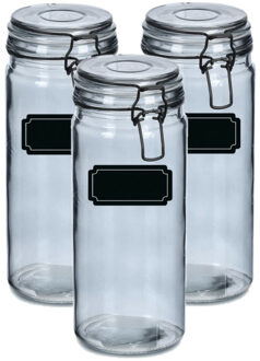 Zeller Weckpotten/inmaakpotten - 4x - 1L - glas - met beugelsluiting - incl. etiketten