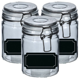 Zeller Weckpotten/inmaakpotten - 4x - 250 ml - glas - met beugelsluiting - incl. etiketten - Weckpotten Grijs