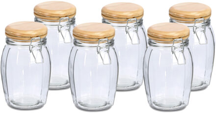 Zeller Weckpotten/inmaakpotten - 6x - 1.2L - glas - met beugelsluiting - D12 x H19 cm