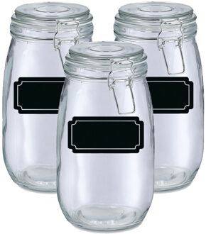 Zeller Weckpotten/inmaakpotten - 6x - 1.4L - glas - met beugelsluiting - incl. etiketten