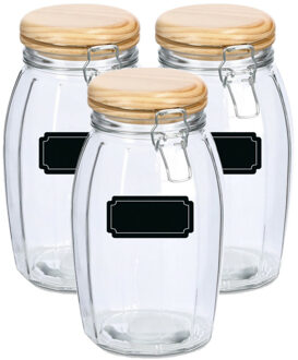 Zeller Weckpotten/inmaakpotten - 6x - 1.85L - glas - met beugelsluiting - incl. etiketten