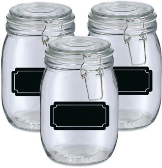 Zeller Weckpotten/inmaakpotten - 6x - 1L - glas - met beugelsluiting - incl. etiketten