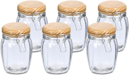 Zeller Weckpotten/inmaakpotten - 6x - 820 ml - glas - met beugelsluiting - D11 x H16 cm