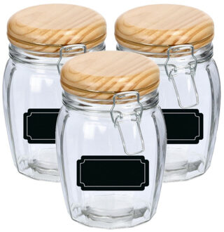 Zeller Weckpotten/inmaakpotten - 6x - 820 ml - glas - met beugelsluiting - incl. etiketten