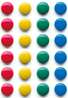 Zeller Whiteboard/koelkast magneten gekleurd - 24x - kunststof - 2 cm