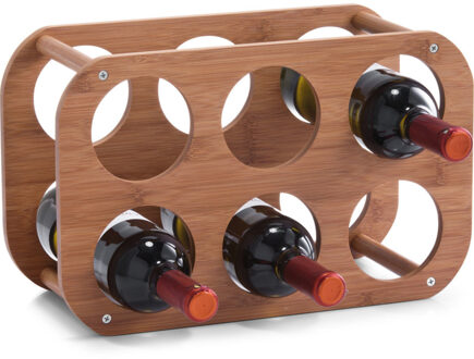 Zeller Wijnrek - compact - voor 6 flessen - 38 cm - hout - wijnflessen rek