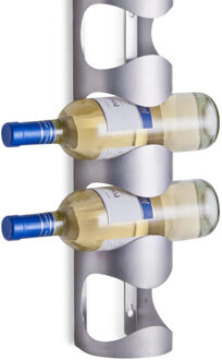 Zeller Wijnrek - zilverkleurig - muurrek - voor 4 flessen - 45 cm - rek voor wijnflessen