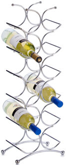 Zeller Wijnrekwijnflessen houder - zilver - staand - voor 12 flessen - 67 cm hoog