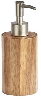 Zeller Zeeppompje/dispenser - acacia hout - D7 x H18 cm - Zeeppompjes Bruin