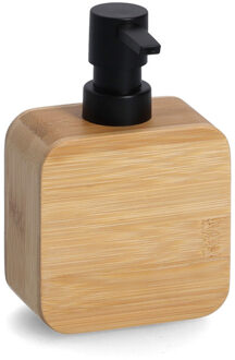 Zeller Zeeppompje/dispenser bamboe hout 10 x 15 cm - luxe kwaliteit - Zeeppompjes Bruin