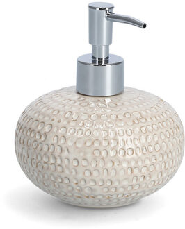 Zeller Zeeppompje/dispenser keramiek - beige - 12 x 13 cm - Structure