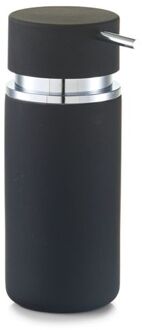 Zeller Zeeppompje/dispenser keramiek zwart - rubber coating - 6 x 16 cm