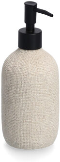 Zeller Zeeppompje/dispenser kunststeen - beige - 8 x 20 cm - Natural jute look - Zeeppompjes