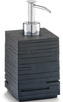 Zeller Zeeppompje/zeepdispenser - kunststeen - zwart leisteen - 8 x H16