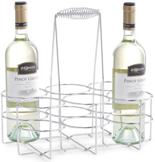 Zeller Zilver wijnflessen rek/wijnrek tafelmodel voor 6 flessen 31 cm