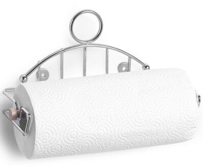 Zeller Zilveren metalen keukenrolhouder voor aan de muur 28 x 13 cm