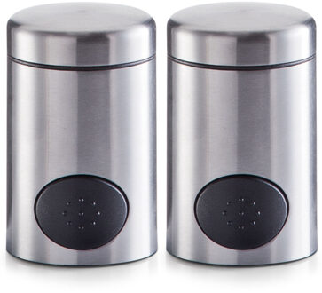 Zeller Zoetjes dispenser - 2x - 8,5 cm - RVS - Koffie/thee drinken - Zoetstof tabletten