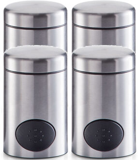 Zeller Zoetjes dispenser - 4x - 8,5 cm - RVS - Koffie/thee drinken - Zoetstof tabletten