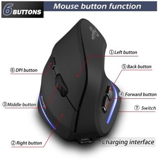 ZELOTES F-35B Wireless Gaming Mouse 2.4G+BT3.0+BT5.0 Three-mode Ergonomic Vertical Mouse 3-gear Adjustable DPI for PC Laptop