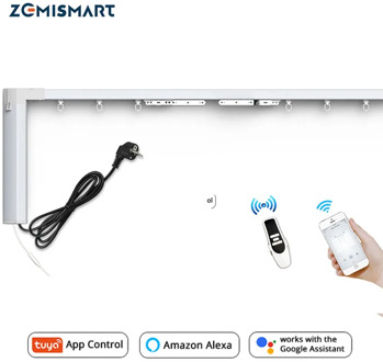 Zemismart New Design WiFi Curtain Motor Tuya Smart Life Customized Electric Curtains Track with RF Remote Alexa Echo Control