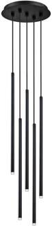 Zenia LED hanglamp, mat zwart, 5-lamps zwart mat