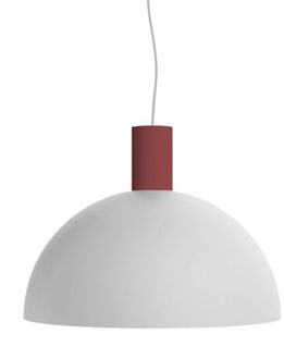 Zenit Hanglamp, 1xe27, Metaal, Wit Mat/rood Cowhide, D.40cm