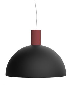 Zenit Hanglamp, 1xe27, Metaal, Zwart Mat/rood Cowhide, D.40cm