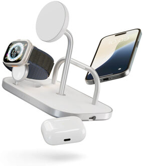 Zens 4-1 Wireless Charger | Draadloos oplaadstation - Geschikt voor Qi2 & MagSafe - Wit - One size