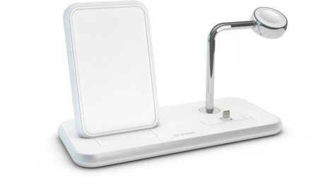 Zens Draadloze Oplader 10W met Standaard en AirPods Dock + Watch Stand Wit