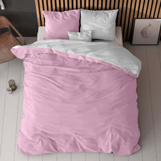 Zensation Dekbedovertrek Twin Face Pink White-200x200/220 Roze, Wit