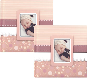 ZEP 2x Fotoboek/fotoalbum Cinzia baby meisje met 30 paginas roze 31 x 31 x 3 cm