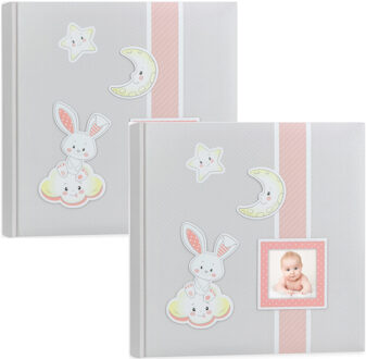 ZEP 2x Fotoboek/fotoalbum Fred baby meisje met 30 paginas roze 32 x 32 x 3,5 cm