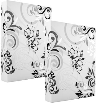 ZEP 2x fotomapje Umbria met insteekhoesjes wit bloemenprint voor 100 fotos 13 x 16,5 x 5 cm