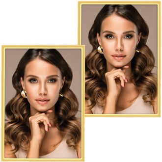 ZEP 2x stuks - Fotolijst - goud - metaal - glas - staand - geschikt voor foto - 13 x 18 cm