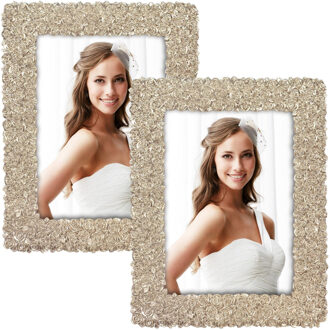 ZEP 2x stuks - Fotolijst - zilver - kunststof - bloemen - geschikt voor foto -20 x 25 cm