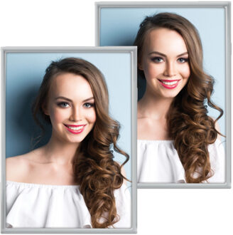 ZEP 2x stuks - Fotolijst - zilver - metaal - glas - staand - geschikt voor foto - 7 x 10 cm