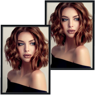 ZEP 2x stuks - Fotolijst - zwart - metaal - glas - staand - geschikt voor foto - 15 x 20 cm