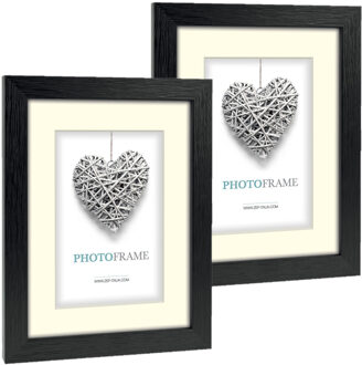 ZEP 2x stuks houten fotolijst zwart geschikt voor een foto van 7 x 10 cm of 10 x 15 cm - Fotolijsten