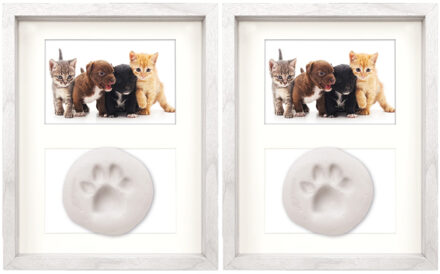 ZEP 2x stuks houten fotolijstje met pootafdruk kit geschikt voor een foto van 10 x 15 cm