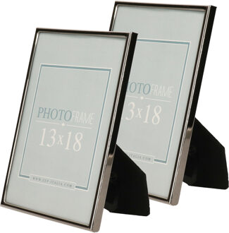 ZEP 2x stuks metalen fotolijst zwart geschikt voor een foto van 13 x 18 cm