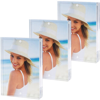 ZEP 3x stuks acryl fotolijst transparant met magnetisch frame geschikt voor een foto van 13 x 18 cm