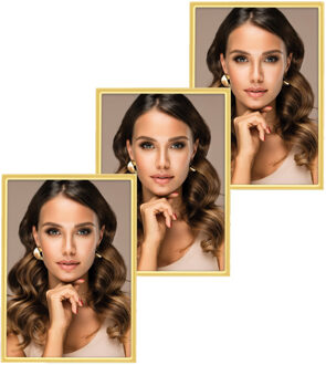 ZEP 3x stuks - Fotolijst - goud - metaal - glas - staand - geschikt voor foto - 10 x 15 cm