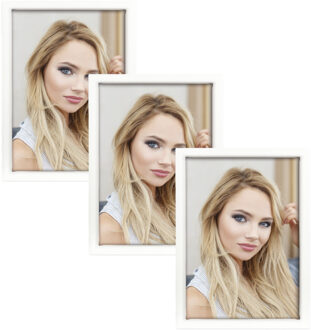 ZEP 3x stuks fotolijst metaal wit geschikt voor een foto van 15 x 20 cm