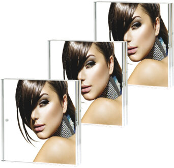 ZEP 3x stuks - Fotolijst - transparant - acryl - magnetisch frame - geschikt voor foto - 15 x 15 c