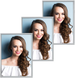 ZEP 3x stuks - Fotolijst - zilver - metaal - glas - staand - geschikt voor foto - 13 x 18 cm