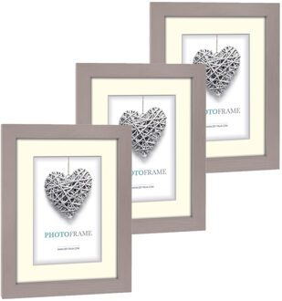 ZEP 3x stuks houten fotolijst beige geschikt voor een foto van 15 x 20 cm of 20 x 30 cm