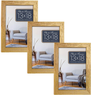 ZEP 3x stuks houten fotolijst goud geschikt voor een foto van 13 x 18 cm
