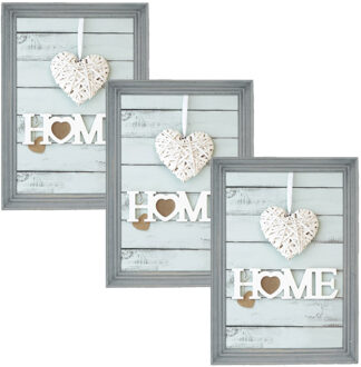 ZEP 3x stuks houten fotolijst vintage grijs geschikt voor een foto van 20 x 30 cm