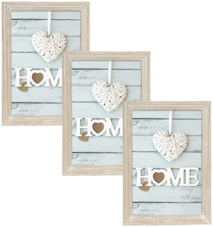 ZEP 3x stuks houten fotolijst vintage lichte white wash geschikt voor een foto van 13 x 18 cm