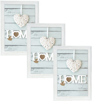 ZEP 3x stuks houten fotolijst vintage wit geschikt voor een foto van 20 x 20 cm